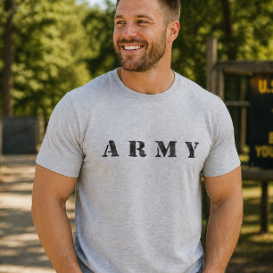 T-shirt Simple Minimal Army Distressed (no translation nee