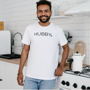 T-shirt Simple minimum Hubby Script coeur noir et blanc