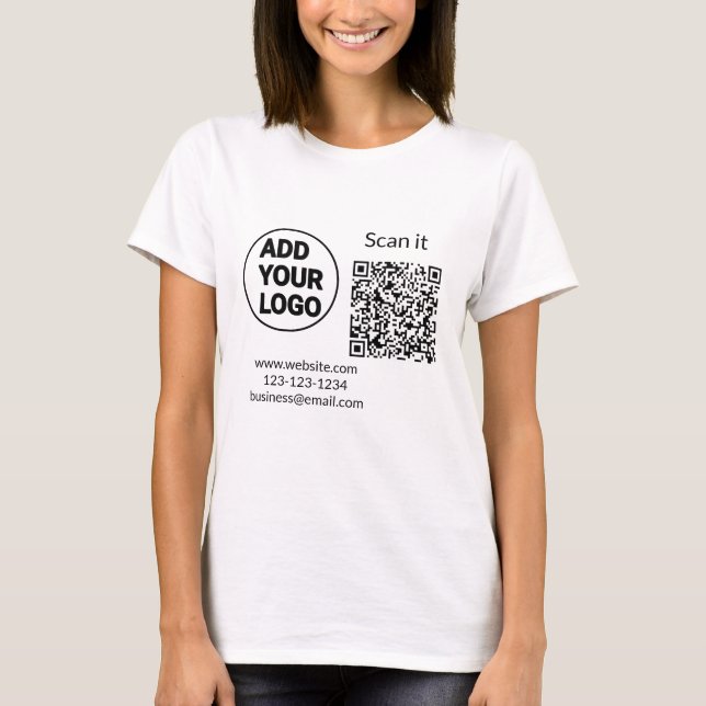 T-shirt Simple minimum q r code ajouter logo code d'analys (Devant)