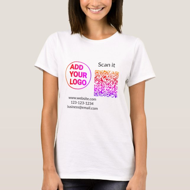 T-shirt Simple minimum q r code ajouter logo code d'analys (Devant)