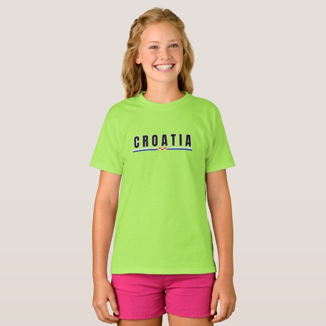 T-shirt Simple moderne Dubrovnik Croatie Lettre Drapeau So (Devant entier)
