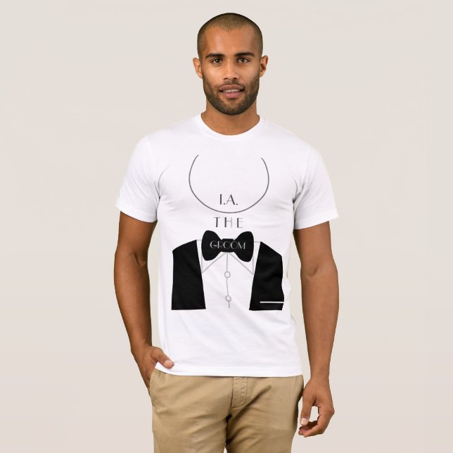 T-shirt Simple moderne Noir Blanc Monogramme Salle Bachelo (Devant entier)