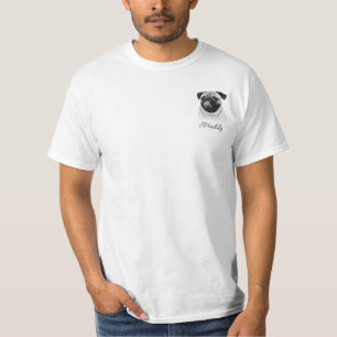 T-shirt Simple Moderne Photo de l'animal & Nom B & N