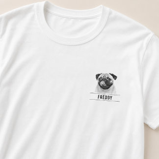 T-shirt Simple Moderne Photo de l'animal & Nom B & N