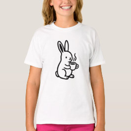 T-shirt Simple Sitting Bunny Coffee Art