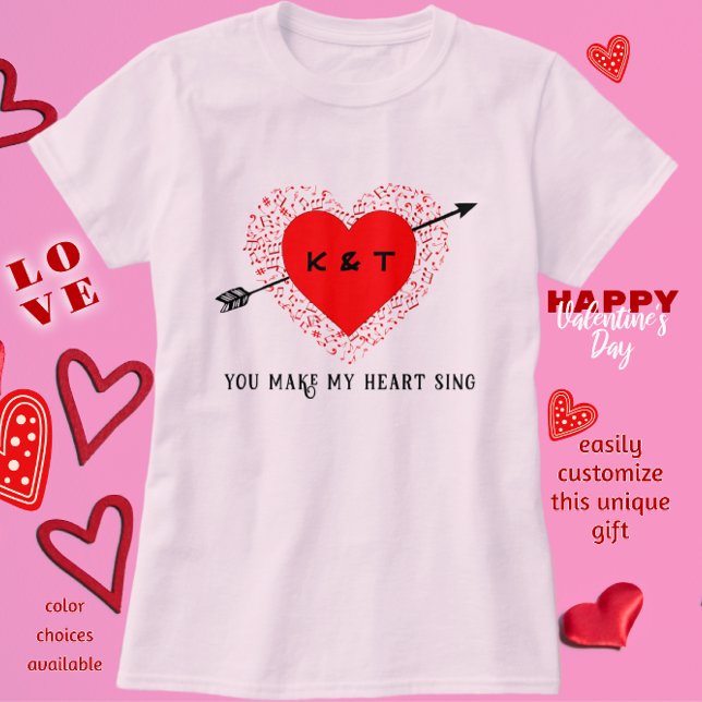 T-shirt Simple thème de musique Black and Red Valentine's  (Créateur téléchargé)