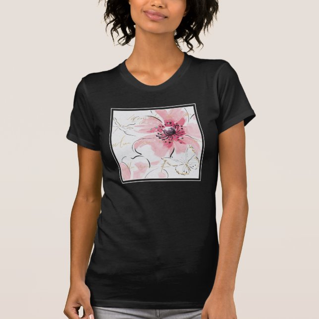 T-shirt Simplement aquarelle du rose | florale (Devant)