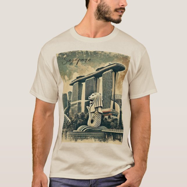 T-shirt Singapore Merlion Marina Bay Sands (Devant)