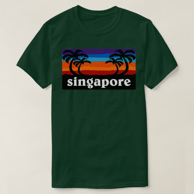 T-shirt Singapour Sunset Palm Tree Outdoor Surf Surf Cr (Design devant)