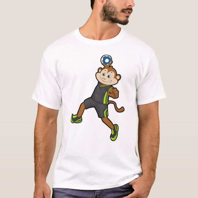 T-shirt Singe à Handball joueur avec Handball (Devant)