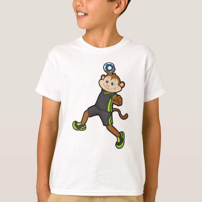 T-shirt Singe à Handball joueur avec Handball (Devant)
