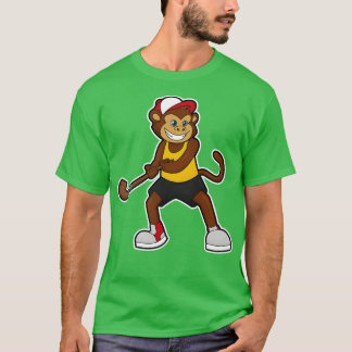 T-shirt Singe à Hockey avec bâton de hockey