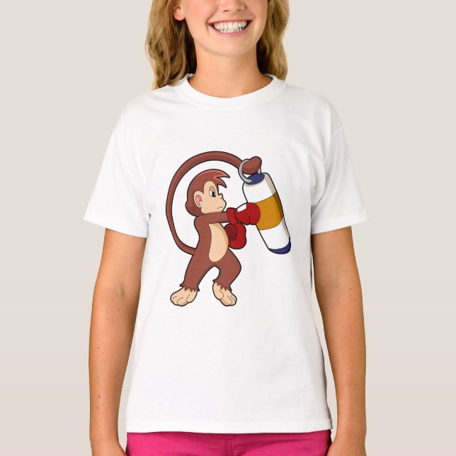 T-shirt Singe à la boxe avec sac de poinçonnage (Devant)