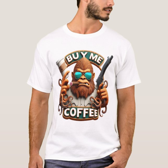 T-shirt Singe Armé De Caféine Acheter Un Café (Devant)