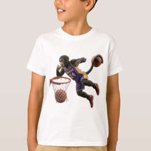 T-shirt Singe Athlète Drôle Queue Slam Dunk Basket-ball