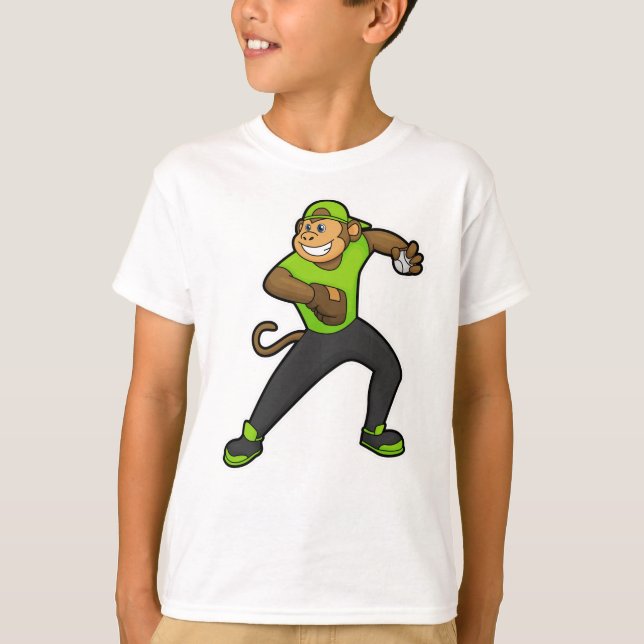 T-shirt Singe au baseball avec batte de baseball (Devant)
