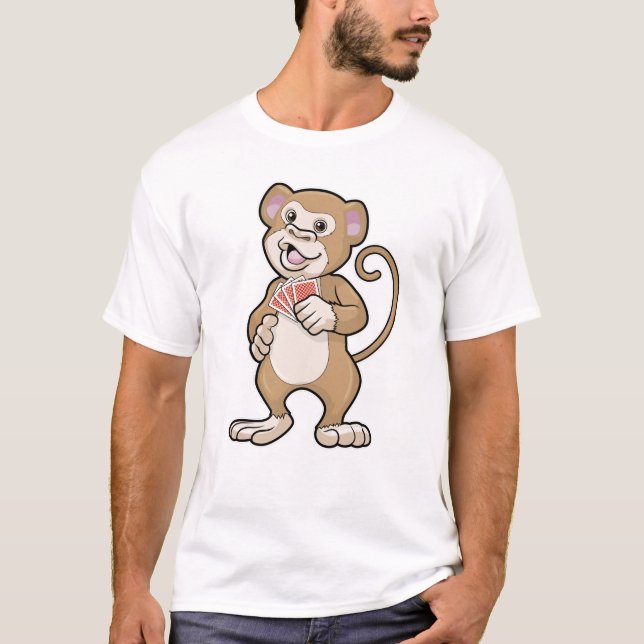 T-shirt Singe au Poker avec cartes de Poker (Devant)