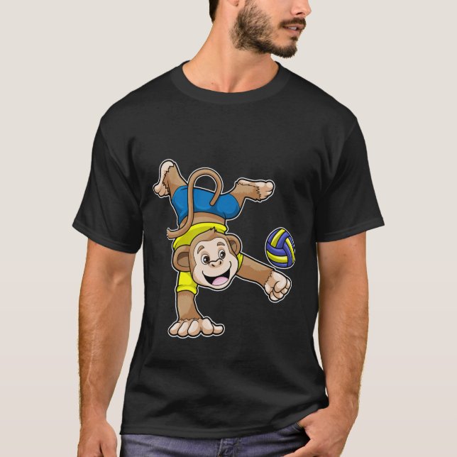 T-shirt Singe aux sports avec volleyball (Devant)