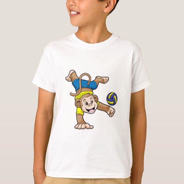 T-shirt Singe aux sports avec volleyball (Devant)