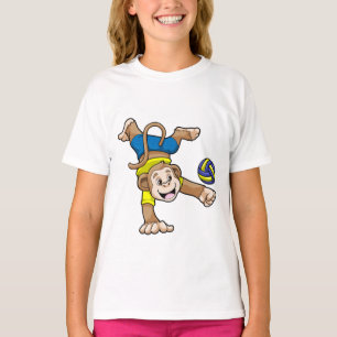 T-shirt Singe aux sports avec volleyball