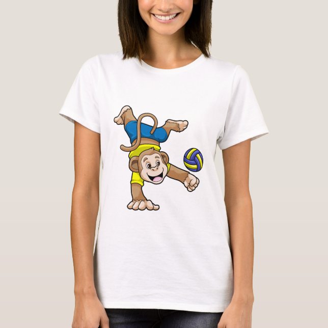 T-shirt Singe aux sports avec volleyball (Devant)