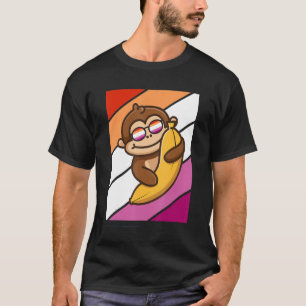 T-shirt Singe Avec Banana Pride Drapeau Lesbien Lgbtq Fièr