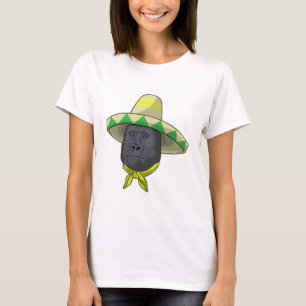 T-shirt Singe avec casquette de paille