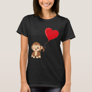 T-shirt Singe Avec Coeur Balloon Valentines Jour Amour Gar