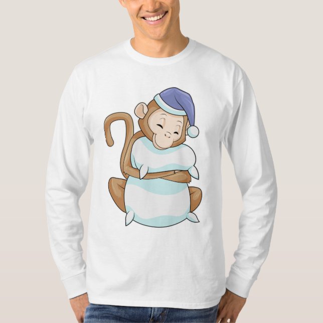 T-shirt Singe avec Coussin et tête de lit (Devant)