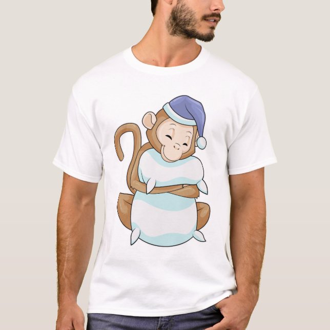 T-shirt Singe avec Coussin et tête de lit (Devant)