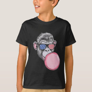 T-shirt Singe Avec Drapeau Américain Sungles 4 juillet Cad
