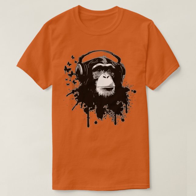 T-shirt Singe Chimp Business Chimpanzé Ape Papillon Encre (Design devant)