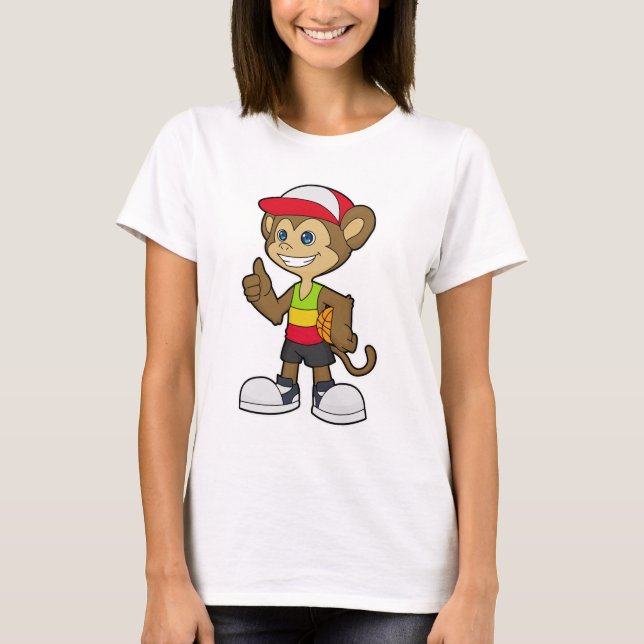 T-shirt Singe comme joueur de basket-ball avec basket-ball (Devant)