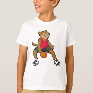T-shirt Singe comme joueur de basket-ball avec basket-ball