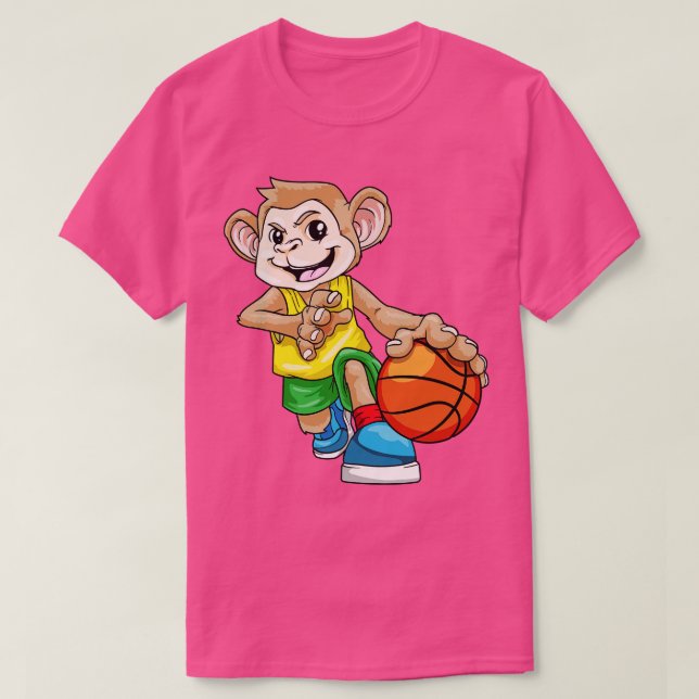 T-shirt Singe comme joueur de basket-ball avec basket-ball (Design devant)