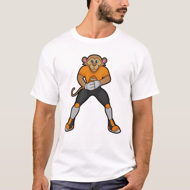 T-shirt Singe comme joueur de football avec football (Devant)