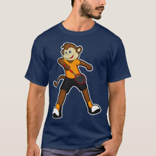 T-shirt Singe comme joueur de tennis avec raquette de tenn