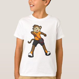 T-shirt Singe comme joueur de tennis avec raquette de tenn