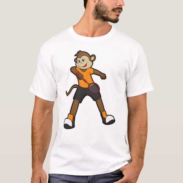 T-shirt Singe comme joueur de tennis avec raquette de tenn (Devant)