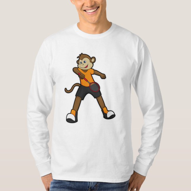 T-shirt Singe comme joueur de tennis avec raquette de tenn (Devant)