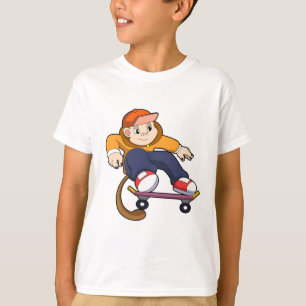 T-shirt Singe comme patineur avec skateboard