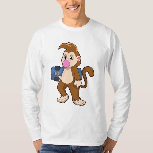 T-shirt Singe comme patineur avec skateboard (Devant)