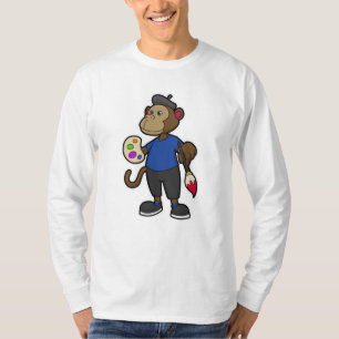 T-shirt Singe comme peintre avec peinture et pinceau