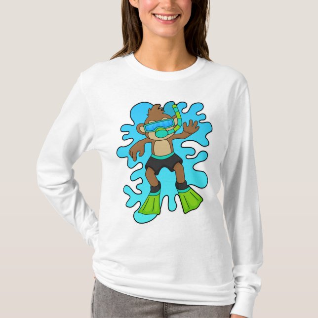 T-shirt Singe comme plongeur avec tuba (Devant)