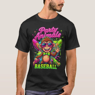 T-shirt Singe Cravate Papillon Animaux Baseball Drôle Soir