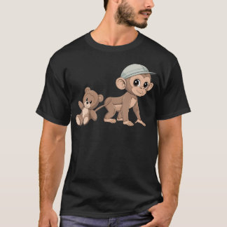 T-shirt Singe de boxe avec un ours en peluche câlin garde