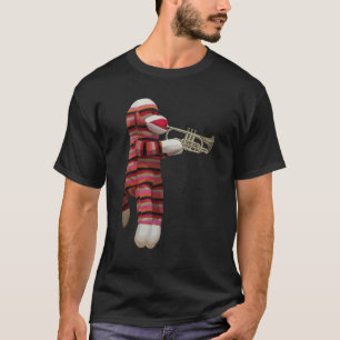 T-shirt Singe de chaussette jouant la trompette