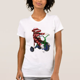 T-shirt Singe de chaussette sur le tricycle