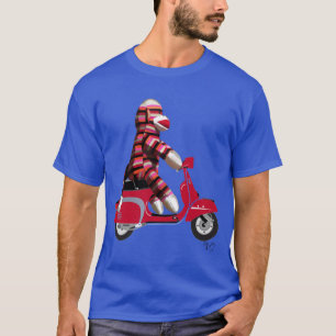 T-shirt Singe de chaussette sur le vélomoteur
