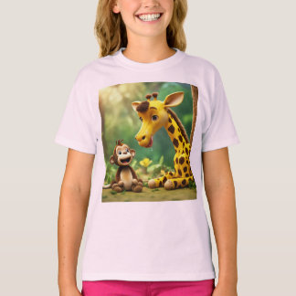 T-shirt singe de girafe